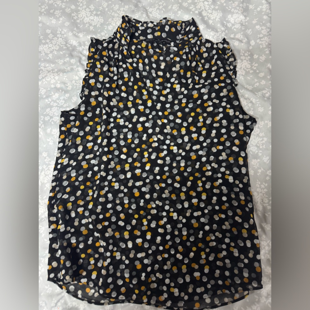 White House Black Market Black and White Polka Dot Blouse